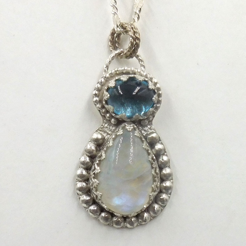 DKC-2129 Necklace, Moonstone & Topaz $360 at Hunter Wolff Gallery